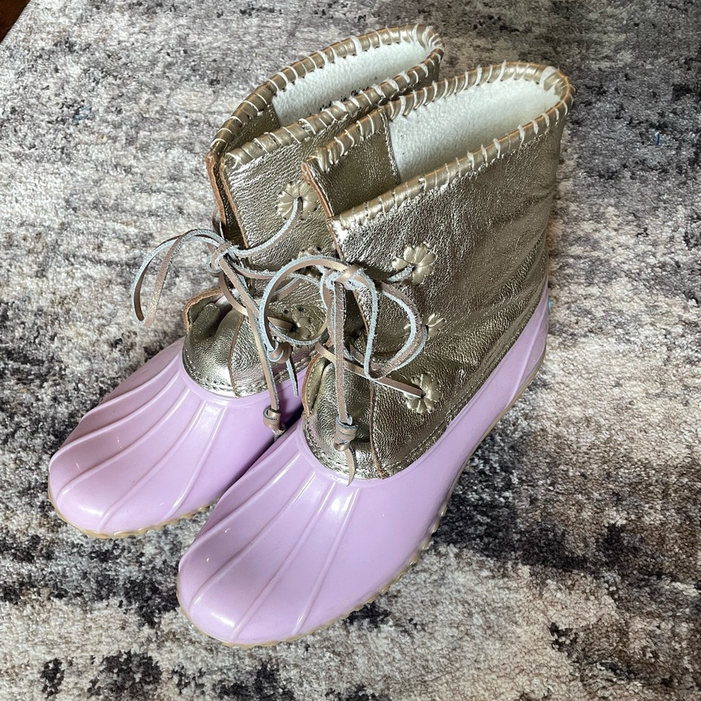 Jack Rogers Pink/Gold Boots 8